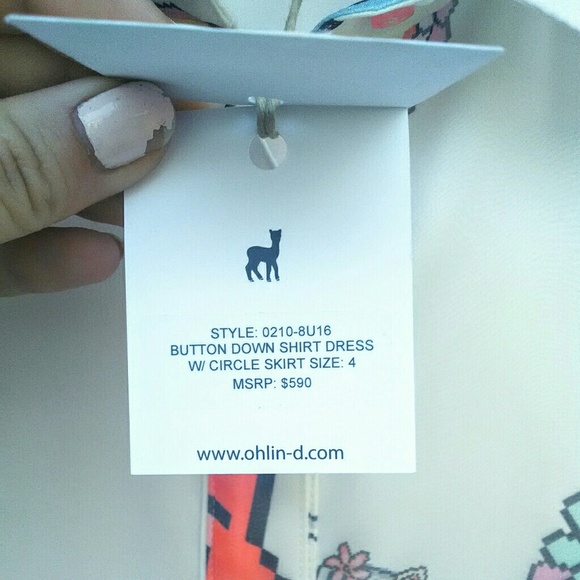 NWT! Ohlin/D Silk Pixelated Circle Skirt Dress - Picture 4 of 8